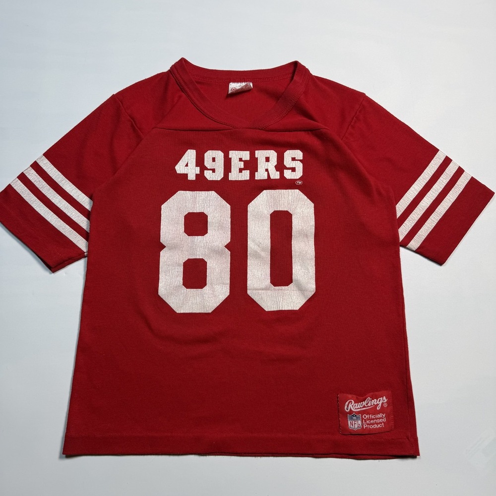 Vintage San Francisco 49ers Jersey Boys Youth Large Red Jerry Rice Rawlings 80
